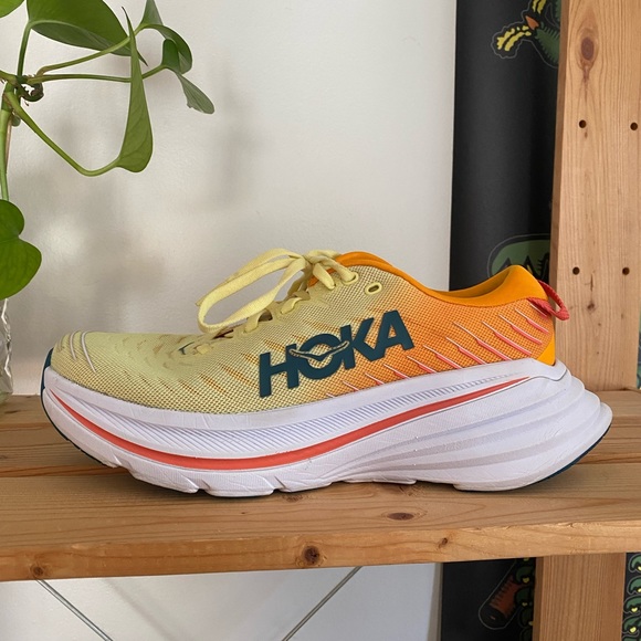 Hoka One One Bondi X Yellow Orange Athletic Running Sneakers Shoes - Picture 2 of 13